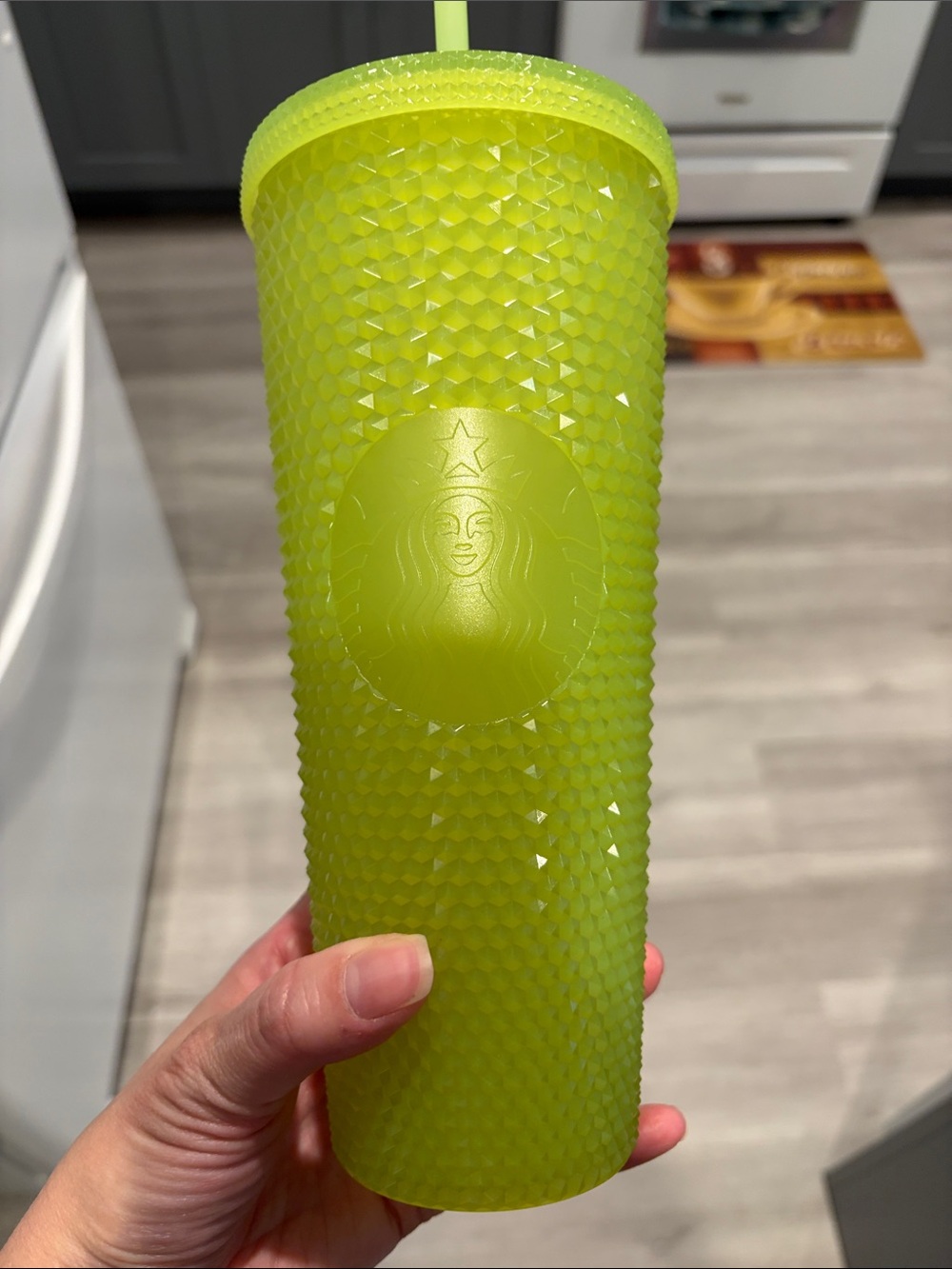 Starbucks Neon Lime Green Glow in the dark Studded Tumbler with Straw